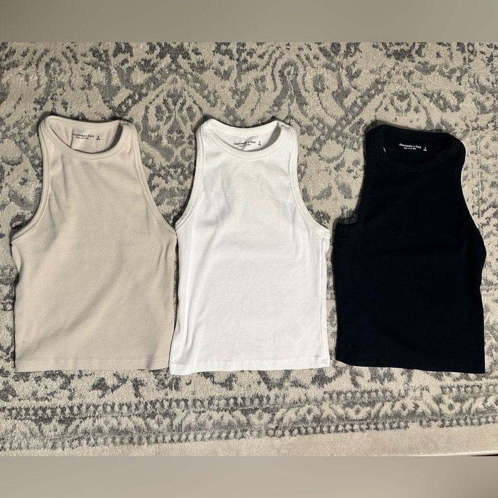 Abercrombie and Fitch High Neck Ribbed Tank Tops